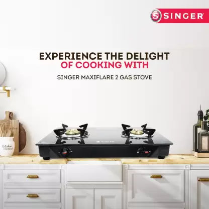 Singer Maxiflare 2 GS Glass Manual Gas Stove  (2 Burners) Singer Maxiflare 2 GS Glass Manual Gas Stove  (2 Burners)